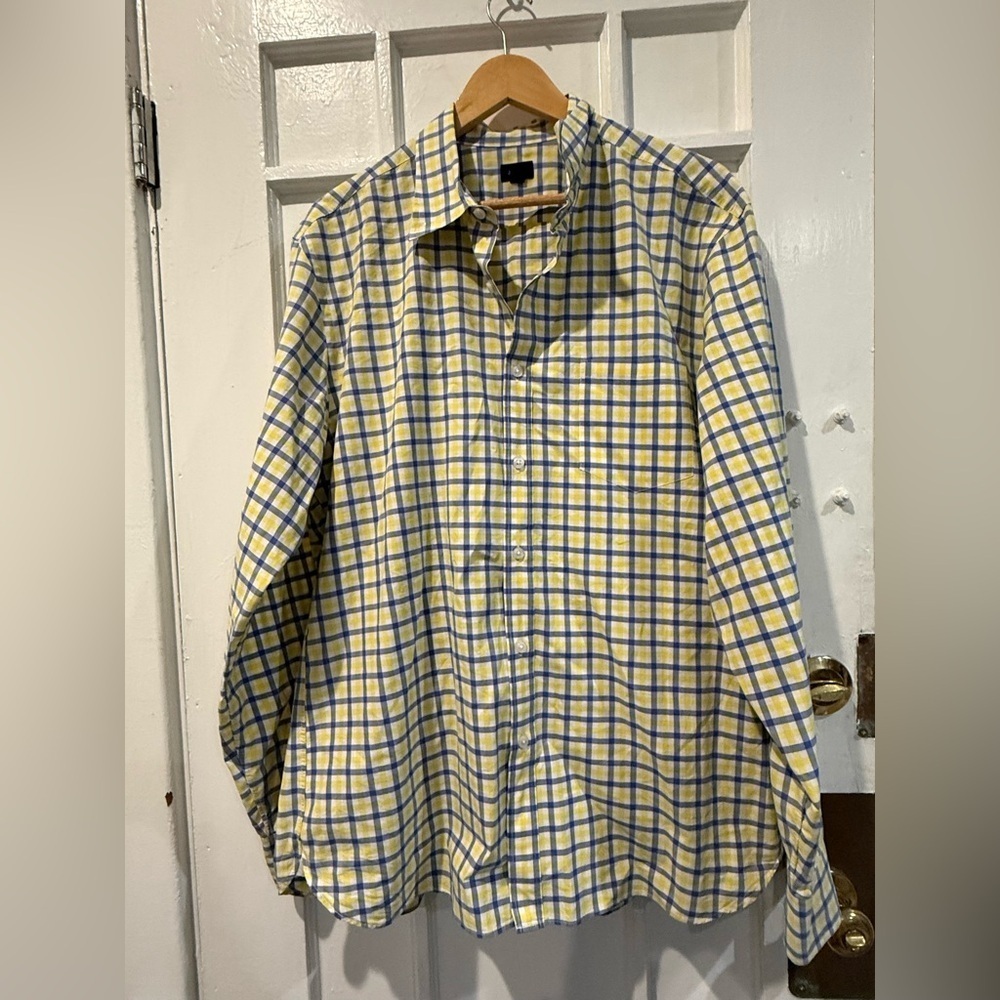 J. Crew Yellow and Blue Checkered Shirt